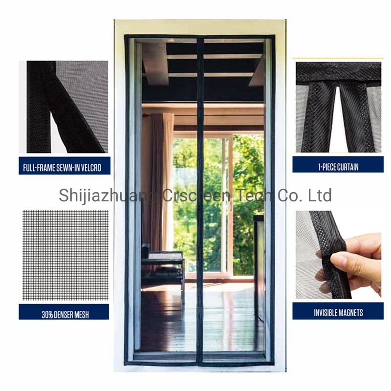 100% Polyester Magnetic Door Screen Curtain Full Frame Hook & Loop